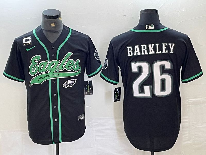 Men Philadelphia Eagles #26 Barkley Black 2024 Nike Co branded NFL Jersey style 4